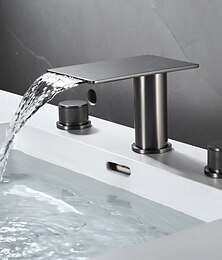 economico -Lavandino rubinetto del bagno - Cascata Galvanizzato Esterno Una manopola Tre foriBath Taps