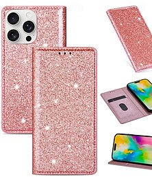 Недорогие -телефон Кейс для Назначение iPhone 16 Про Макс Плюс Айфон 15 Про Макс Плюс iPhone 14 13 12 11 Pro Max Plus Mini SE Кошелек для карт со стендом Магнитный Блеск Блеск Блестящий Ретро ТПУ Кожа PU