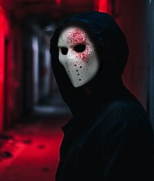 abordables -Du sang Halloween Masque Masque de hockey Déguisement effrayant Adulte Homme Femmes Halloween Carnaval Déguisements d'Halloween faciles Se déguiser