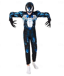 abordables -Super-héros Venin Costume Enfant Garçon Fille Déguisement effrayant Soirée Halloween Mascarade Costume de carnaval facile