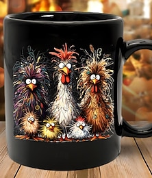 preiswerte -Lustige Tasse mit Hahn aus Keramik, lustige Kaffeetasse, schwarz, Retro, Vintage, lässiger Streetstyle, Geschenktasse, 11,2 oz/330ml