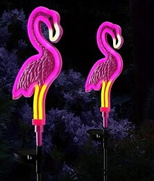 abordables -Luces solares para césped con forma de flamenco para exteriores, impermeables, para jardín, camino, césped, iluminación de paisaje, patio, luz de Halloween, ambiente navideño, decoración de patio, 1/2