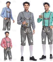 זול -Oktoberfest חולצה לדרהוזן פסטיבל אוקטובר בוואריה בוואריה כרי דשא בגדי ריקוד גברים בד בסגנון מסורתי חולצה מכנסיים קצרים כובע
