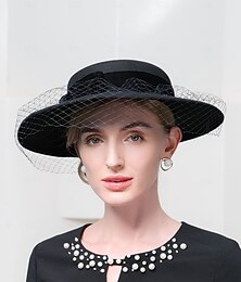 billige -hatter 100 % ull bowler / cloche lue fedora hatt ferie teselskap elegant bryllup med ansiktsslør hodeplagg hodeplagg