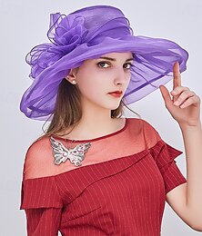 economico -cappelli da sposa vintage accessori da sposa cappelli pieghevoli con protezione solare fascinator eleganti cappelli formali a tesa larga grandi