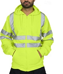 preiswerte -Herren Vollreißverschluss-Kapuzensweatshirt Reißverschluss Kapuzensweatshirt Schwarz Gelb Orange Grün Mit Kapuze Farbblock Reißverschluss Patchwork Sport & Outdoor Täglich Ferien Baumwolle Streetwear