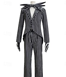 abordables -La pesadilla antes de Navidad Jack Skellington Traje de cosplay Vestido llamativo Cosplay Cosplay de película for Hombre Adulto Víspera de Todos los Santos Carnaval Evento / Fiesta Mascarada