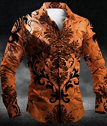 economico -Per uomo Barocco Costumi Halloween Giorno dei Morti Camicia con Bottoni Manica Lunga Casual Abbigliamento da sera Quotidiano Autunno Inverno Primavera & Estate Collo ripiegato Colletto a Camicia