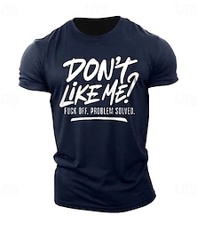 baratos -Homens Com letras estampadas Engraçado Camiseta T-shirt 100% Algodão Manga Curta Gráfico Camisa Cinzento Escuro Azul Escuro Camiseta confortável Rua Esportes Roupas de estilistas