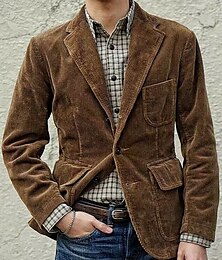 abordables -Blazer de pana para hombre, chaqueta deportiva, para exteriores, para el trabajo, para uso diario, color negro y marrón, cálido, a la moda, para otoño&amp;Blazer de poliéster de invierno de un solo