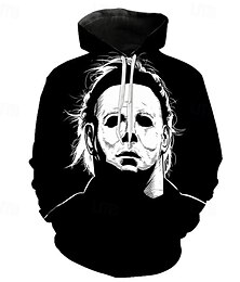 abordables -Anime 3D Manche Évêque Sweat à capuche Pull Michael Myers Poche Avant Graphique pour Couple Homme Femmes Adulte Impression 3D  pour Halloween Carnaval Mascarade Soirée Décontracté Quotidien