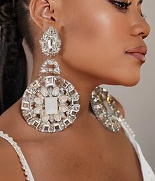 abordables -Femme Boucles d'oreille Clou Boucle d'Oreille Pendantes Géométrique Flocon de Neige Précieux Rétro Vintage Gros Fantaisie Imitation de diamant Des boucles d'oreilles Bijoux Argent / Doré Pour Mariage