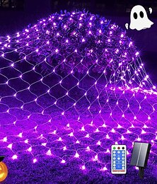 billige -1 pakke solar mesh lys fjernkontroll med åtte funksjoner for jul, halloween, bryllup og festival innendørs og utendørs atmosfære dekorasjonslys 1,5 * 1,5m-96led/3 * 2m-192led/6 * 4m-672led