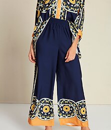 economico -maxi pantaloni casual a gamba larga in raso