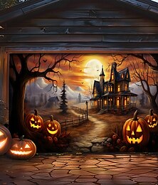 cheap -Halloween Door Decorations Outdoor Halloween Garage Door Cover Banner Jack O Lantern Large Tapestry Backdrop Decoration for Holiday Outdoor Garage Door Home Wall Decorations