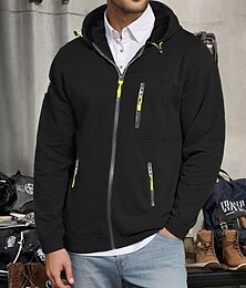 abordables -Hombre Sudadera Sudadera con capucha y cremallera completa Sudadera con capucha de lana Táctico Negro Blanco Vino Azul Marino Azul Real Con Capucha Plano Cremallera Bolsillo Deporte Diario Festivos