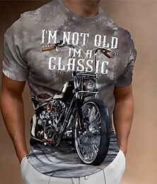 Χαμηλού Κόστους -Ανδρικά Γραφική Motocicletă Μπλουζάκι Μπλουζάκι μοτοσυκλέτας Κοντομάνικο Κοντομάνικη μπλούζα 3D εκτύπωση Στρογγυλή Ψηλή Λαιμόκοψη Πουκάμισο Βίντατζ Μοντέρνα Υψηλής Ποιότητας