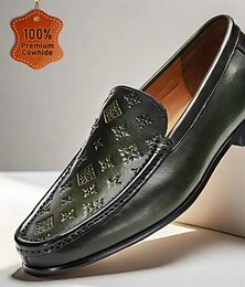 abordables -Homme Mocassins et Slip On Mocassins Classiques Cuir Respirable Confortable Antidérapantes Mocassins Noir Vert Automne Hiver