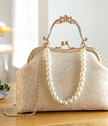 economico -pochette in pizzo con manico in perle vintage da donna - elegante borsa da sera per matrimoni ed eventi formali