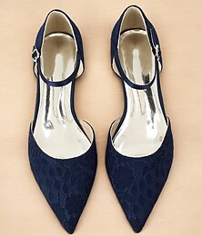 preiswerte -Damen Flache Schuhe Flacher Absatz Spitze Zehe Elegant Spitze Halbschuhe Blau