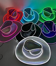 economico -Carnevale cappello da cowgirl cappello da cowboy fedora luminoso cappello da cowboy fedora luminoso che si illumina al buio per festival musicali cappello da cowboy luminoso e scintillante versatile