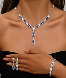 abordables -Parure de Bijoux 4 pièces Strass Alliage Boucles d'Oreilles Colliers décoratif Bracelets Femme Elégant Le style mignon Délicatesse Géométrique Forme Géométrique Parure de Bijoux Pour Mariage