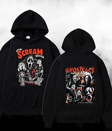 abordables -Imprimé Manche Évêque Sweat à capuche Visage de fantôme Crâne Squelette Poche Avant Graphique pour Couple Homme Femmes Adulte Gaufrage à chaud  pour Halloween Carnaval Mascarade Halloween Décontract