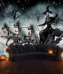 levne -Halloween visící tapisérie čarodějnice a mrtvé koně nástěnné umění velká tapisérie nástěnná malba dekorace fotografické pozadí deka závěs domov ložnice obývací pokoj