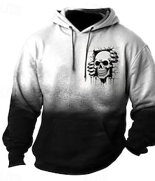 abordables -Hombre Ombre Sudadera Sudaderas Moda Diario Manga Larga Con Capucha Fiesta Negro Impresión 3D Otoño Invierno Diseñador
