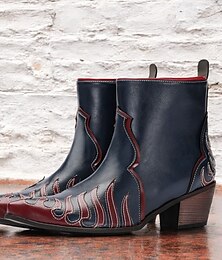 economico -Per uomo Da donna Stivaletti Stivali da motociclista Stivali da cowboy Retrò Footing Informale Giornaliero Cuoio Comodo Stivaletti / tronchetti Mocassino Nero Blu Arancione Primavera Autunno