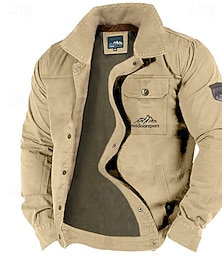 economico -Per uomo Giacca utility Giacca Cargo All'aperto Resistente all'usura Tasche Multiple Primavera & Autunno Montagna Classico Casual Bavero Regolare Cachi Verde militare Blu scuro Giacca