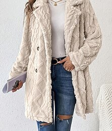 abordables -Femme Veste décontractée Chaud Confortable Ajustable Mode Couleur unie du quotidien Ouvrir le devant Normal Col rabattu Standard manche longue Vêtements d'extérieur Beige Printemps Automne