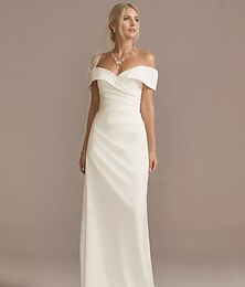economico -Abiti da Sposa A-Line Sweetheart Maniche a Cappuccio Lunghi in Taffetà con Arricciature