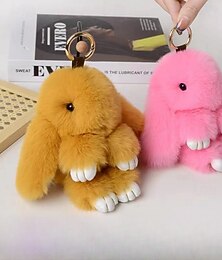 cheap -Plush Hanging Rabbit Pendant – Floppy Ear Bunny Keychain with Imitation Otter Fur, Mini Cute Rabbit Charm for Backpacks