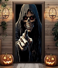 levne -halloween dveřní dekorace halloween dveřní kryty tvář smrt dveře tapisérie dveřní závěs dekorace pozadí dveřní banner pro přední dveře statek dovolená party vnitřní venkovní dekorace zásoby