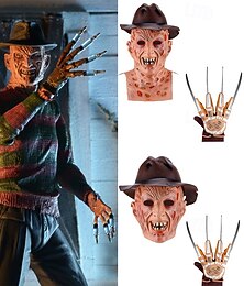 abordables -Freddy Krueger Víspera de Todos los Santos Máscara Accesorios de Halloween Víspera de Todos los Santos Horror Disfraz de miedo Adulto Hombre Víspera de Todos los Santos Carnaval Disfraces fáciles de