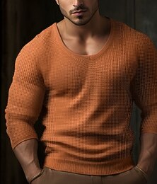 halpa -Miesten Vohveli paita T-paita Pitkähihainen paita Pitkähihainen V kaula-aukko 봄 & Syksy Tavallinen Muoti Suunnittelija Perus Loma Katu Bile Musta Khaki Vaalean harmaa Top T-paita miehille