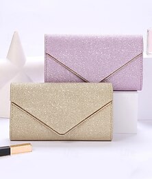 economico -pochette da donna con glitter oro e tracolla a catena – elegante borsa da sera per matrimoni e feste