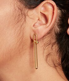 abordables -boucles d'oreilles pendantes minimalistes en acier inoxydable doré - boucles d'oreilles géométriques longues, légères et élégantes pour femmes