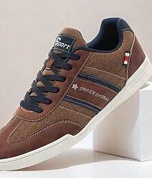abordables -Homme Basket Rétro Cuir PU Confortable Antidérapantes Lacet Bleu Marron Gris