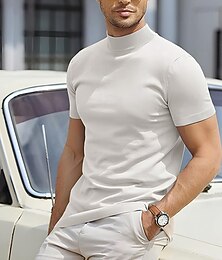 halpa -Miesten T-paita Pilkakilpikaulus Lyhyt hiha Poolokaulus Kesä Tavallinen Suunnittelija Perus Moderni nykyaikainen Loma Katu Bile Viini Musta Valkoinen Top T-paita miehille