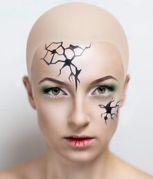 abordables -Halloween Casquettes chauves Maquillage Tête Chauve Déguisement drôle Enfant Adulte Homme Femmes Garçons Halloween Carnaval Déguisements d'Halloween faciles Se déguiser