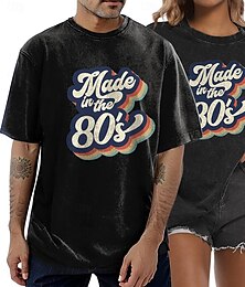billige -retro vintage 1980-talls t-skjorte i bomull unisex 80-talls fest uformelt daglig t-skjorte overdimensjonert syrevasket t-skjorte