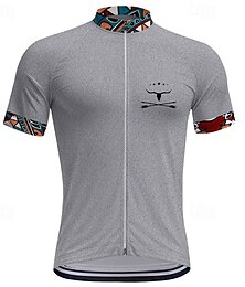 halpa -Miesten Pyöräily jersey Lyhythihainen Pyörä Tee paita Topit 3 takataskulla Maastopyöräily Maantiepyöräily Nopea kuivuminen Etuvetoketju Kosteutta siirtävä Sininen Khaki Harmaa Lehmä Spandex Urheilu