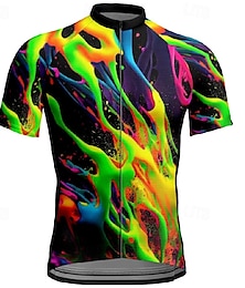 abordables -Homme Maillot Velo Cyclisme Manche Courte Cyclisme Tee-shirt Maillot avec 3 poches arrière VTT Vélo tout terrain Respirable Séchage rapide Conception anatomique Mèche Bleu Vert Graphic Graffiti Des