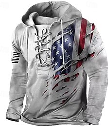 abordables -Día de los Veteranos Sudadera con Capucha Gráfica Patriótica de Hombre Patriot Veterano Camiseta Gráfica Impresiones Nacional Bandera Sudadera con Capucha Sudadera Pullover Sudadera con Capucha Manga
