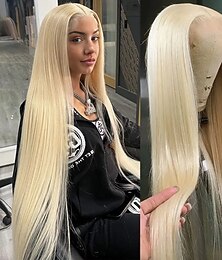 abordables -Perruque Cheveux Naturel humain 13x4 devant en dentelle Cheveux Péruviens Droite naturelle Blond Partie libre perruques pour femmes noires Densité 150% avec des cheveux de bébé Sans colle Pré-plumé