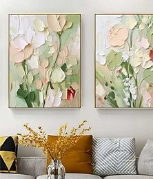 お買い得  -キャンバスに描かれた花の油絵、手作りの抽象的なバラの花の絵、手描きの花の風景画、花の壁アート、リビングルームの寝室の装飾用のキャンバスの春の絵