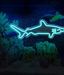 economico -1 pz. insegna luminosa al neon a LED con squalo blu, insegna luminosa al neon alimentata tramite USB per casa, camera da letto, acquario, zoo, bar, club, pub, festa, decorazione da parete, luce