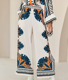 abordables -Pantalones anchos de satén holgados, estilo bohemio, para vacaciones, uso diario, informales